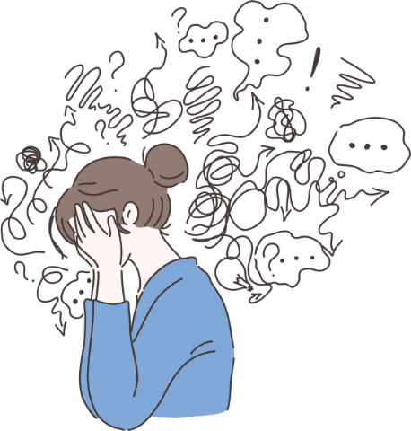 A struggling lady illustration