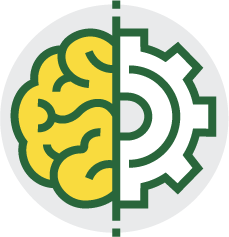 A brain with gear icon