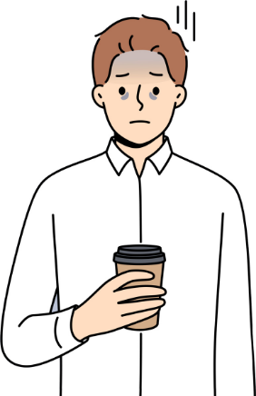 A male not feeling well illustration