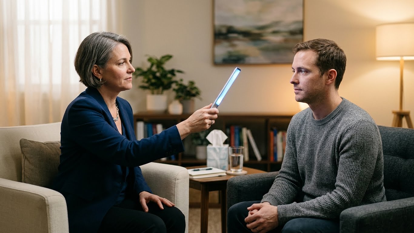 EMDR therapy session for PTSD and complex trauma treatment