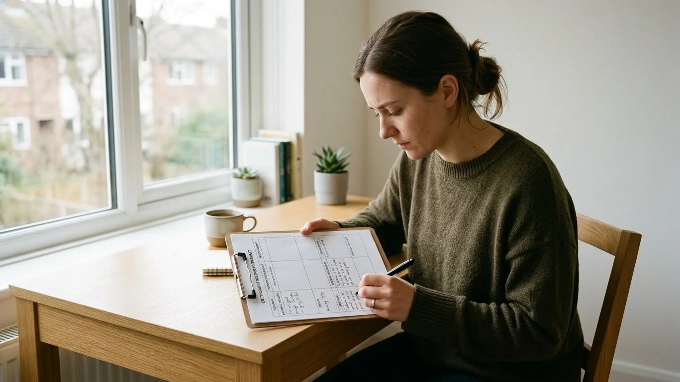 cognitive behavioral therapy CBT worksheet exercise for anxiety