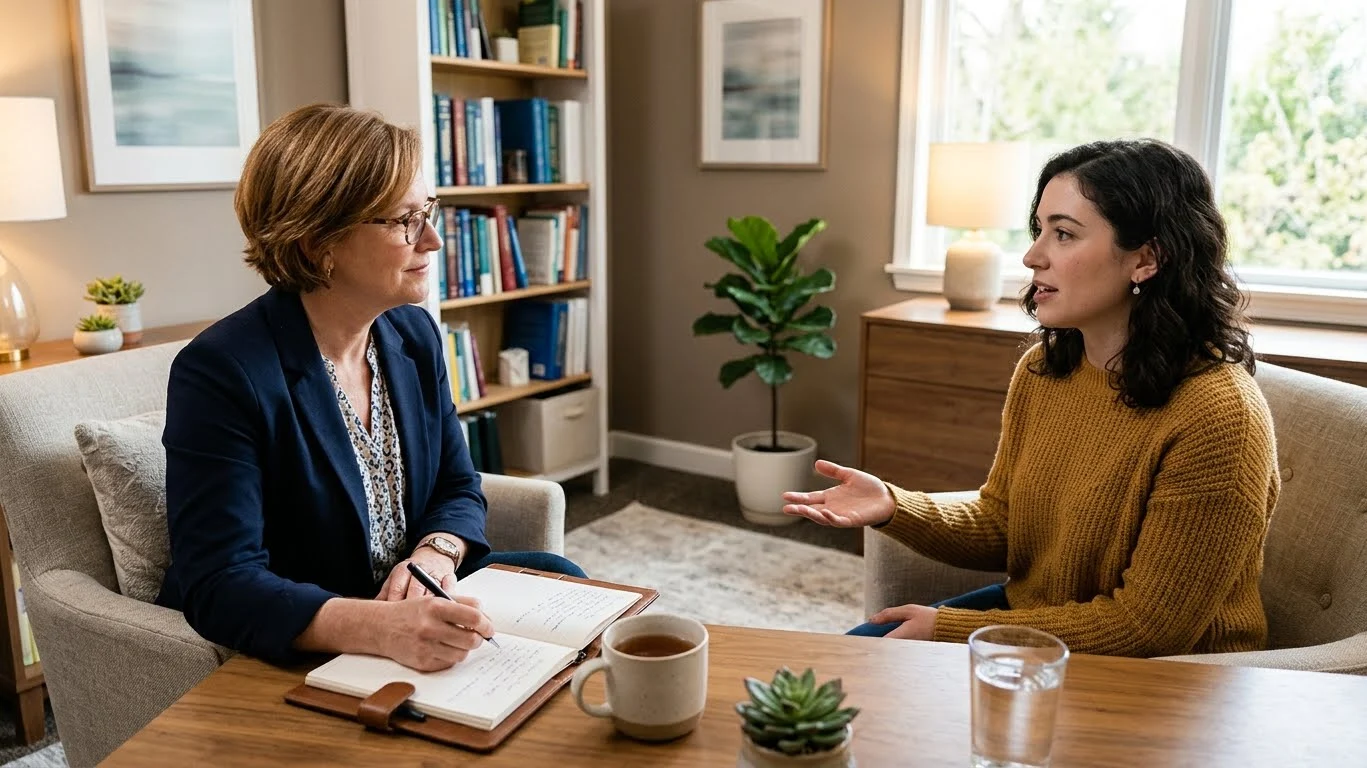psychiatrist conducting diagnosis and treatment for behavioral and mental health
