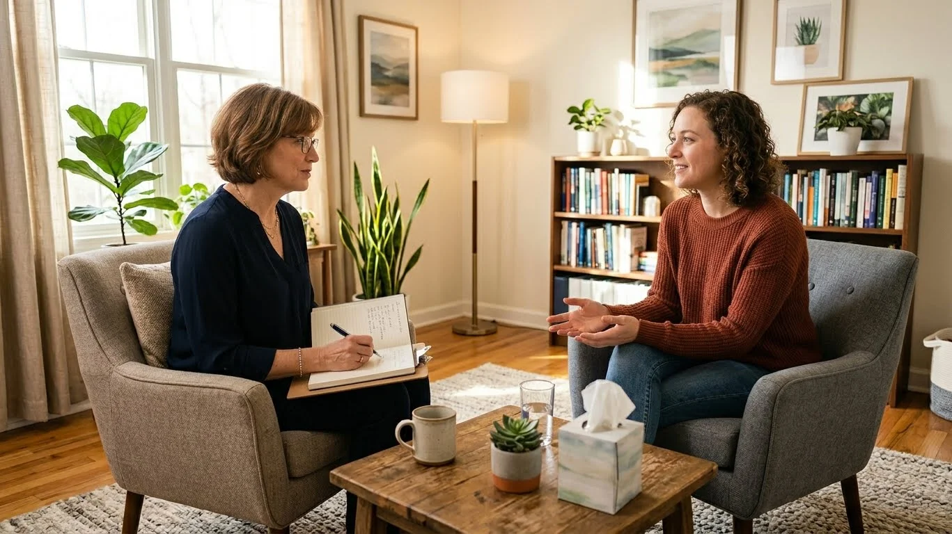 CBT therapy session as treatment option for anxiety disorder