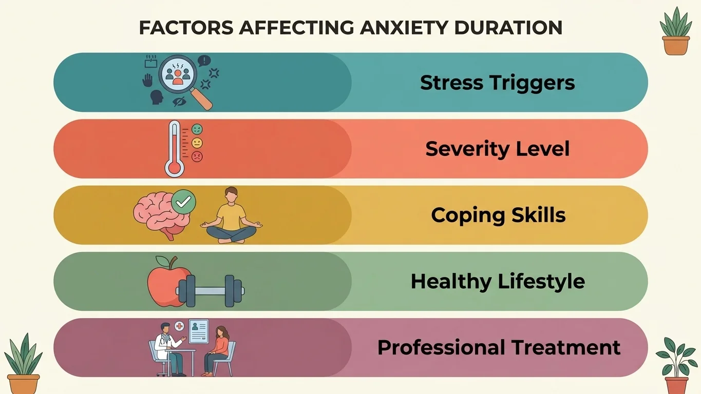 Factors affecting how long anxiety lasts – cause, severity, coping skills, lifestyle, treatment