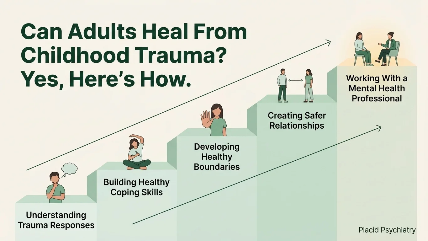 How adults heal from childhood trauma, 5 step infographic