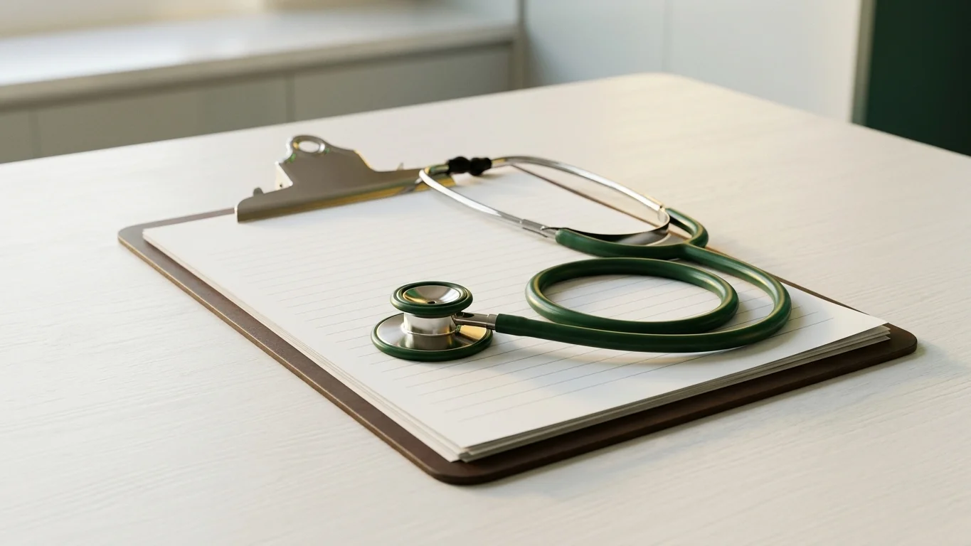 Stethoscope on medical clipboard