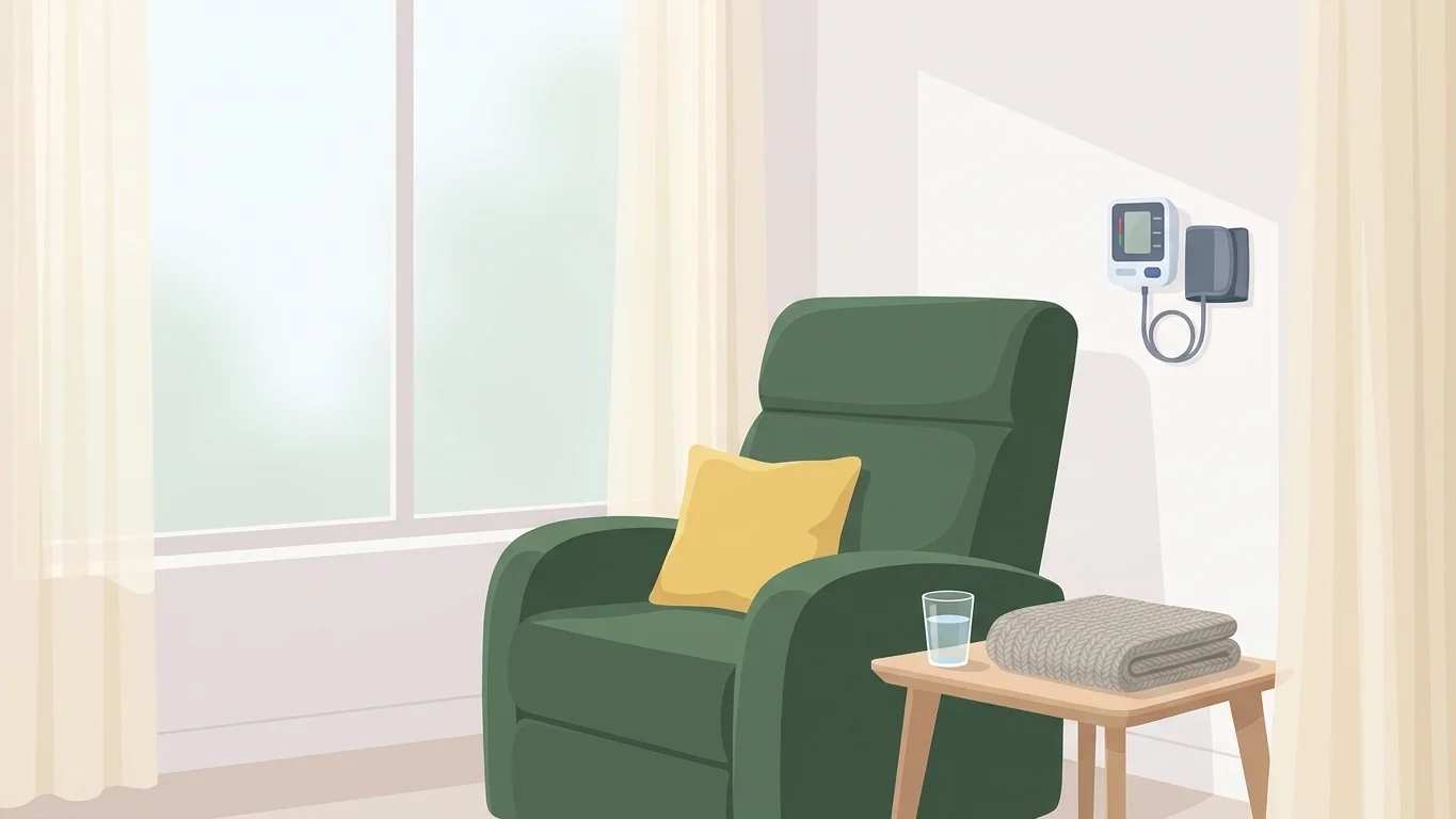 A calm clinic room where a ketamine session takes place