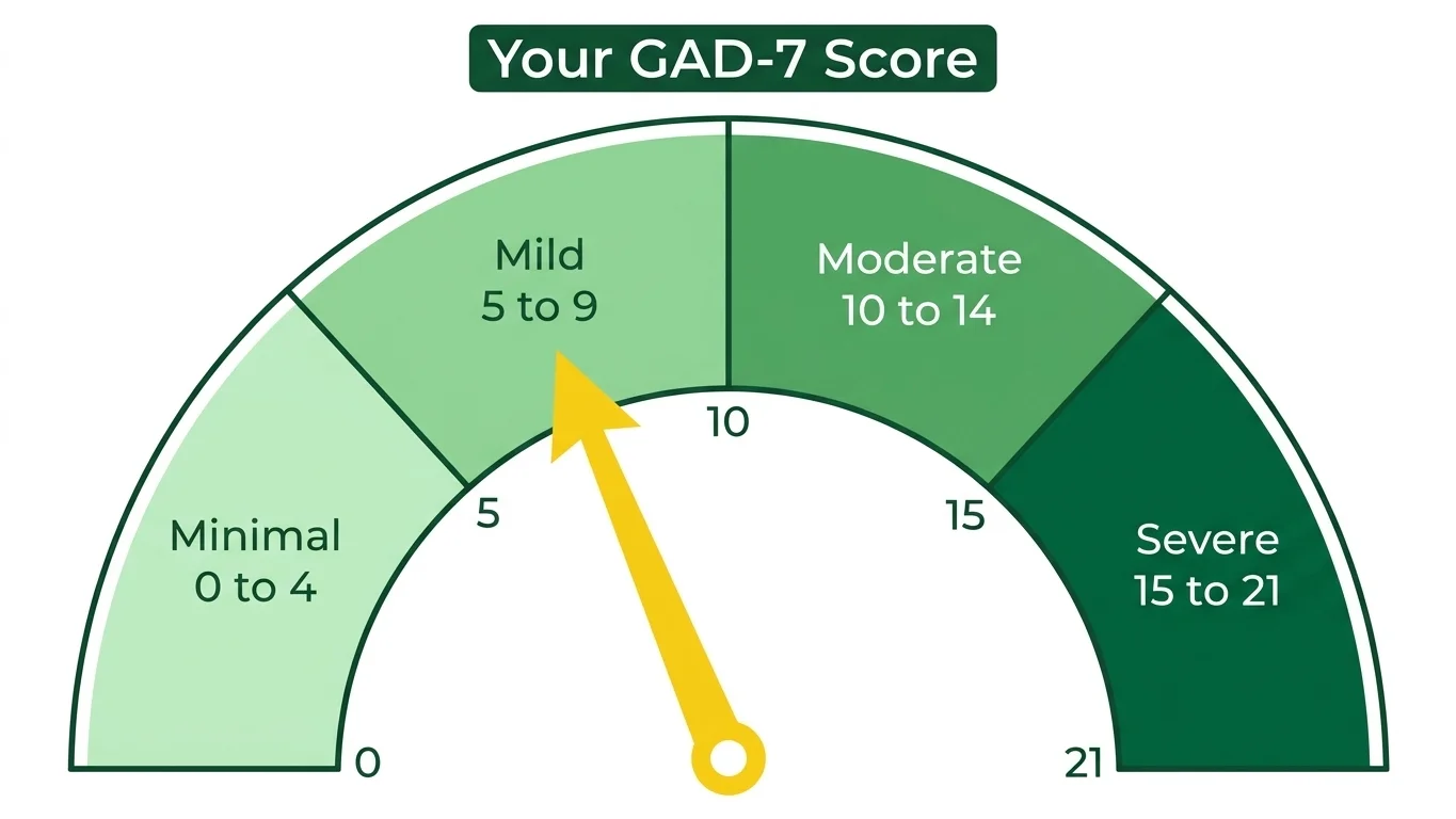 GAD-7 anxiety score ranges from minimal to severe